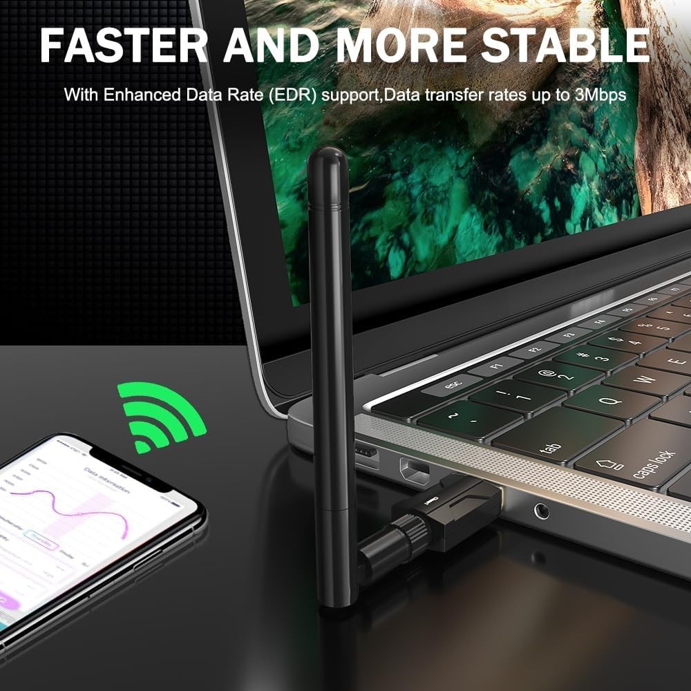 High-Performance USB Bluetooth 5.1 Adapter: Extend Your Wireless Range to 300FT