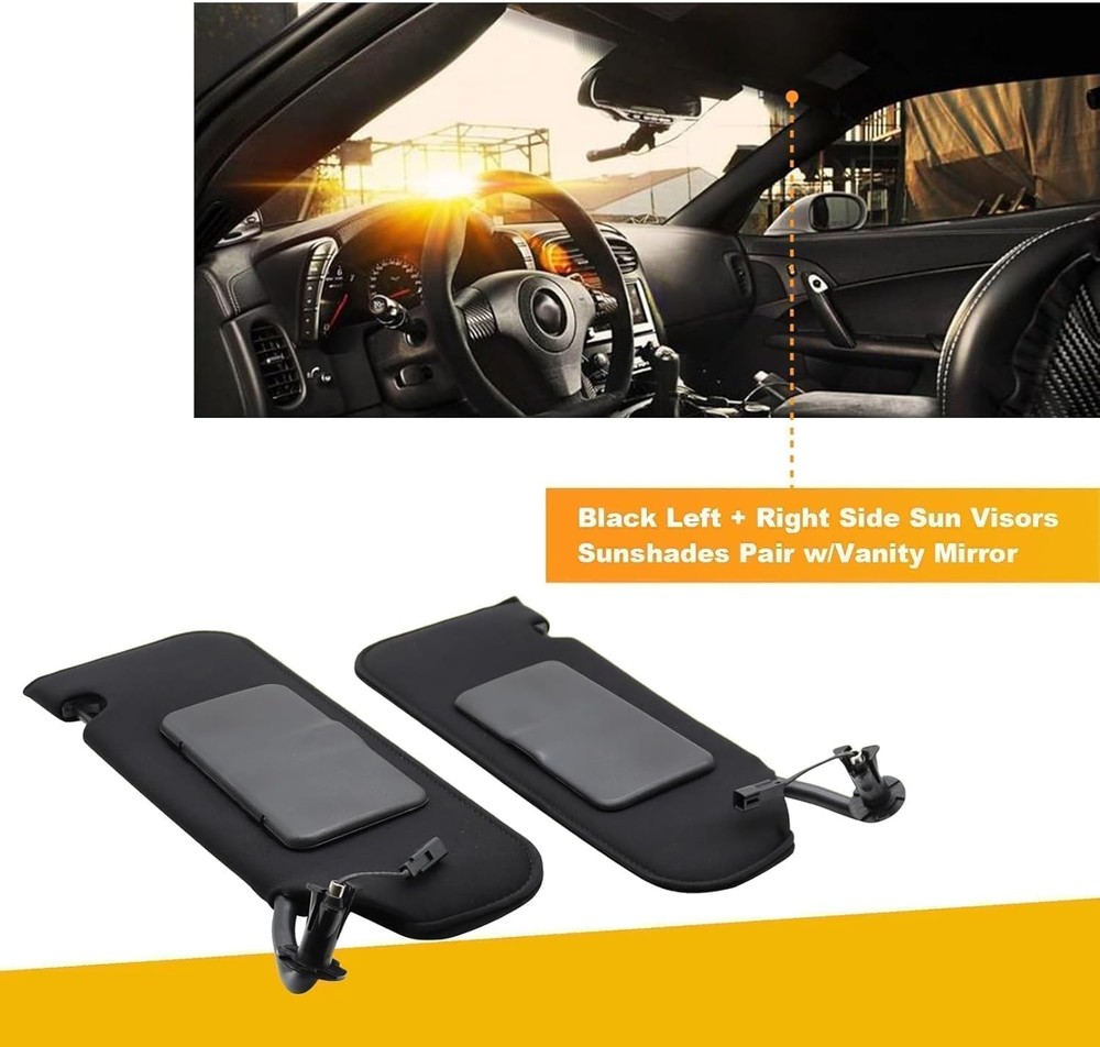Pair Sun Visors Sun Shades Compatible with C6 Corvette 2005-2013 Driver