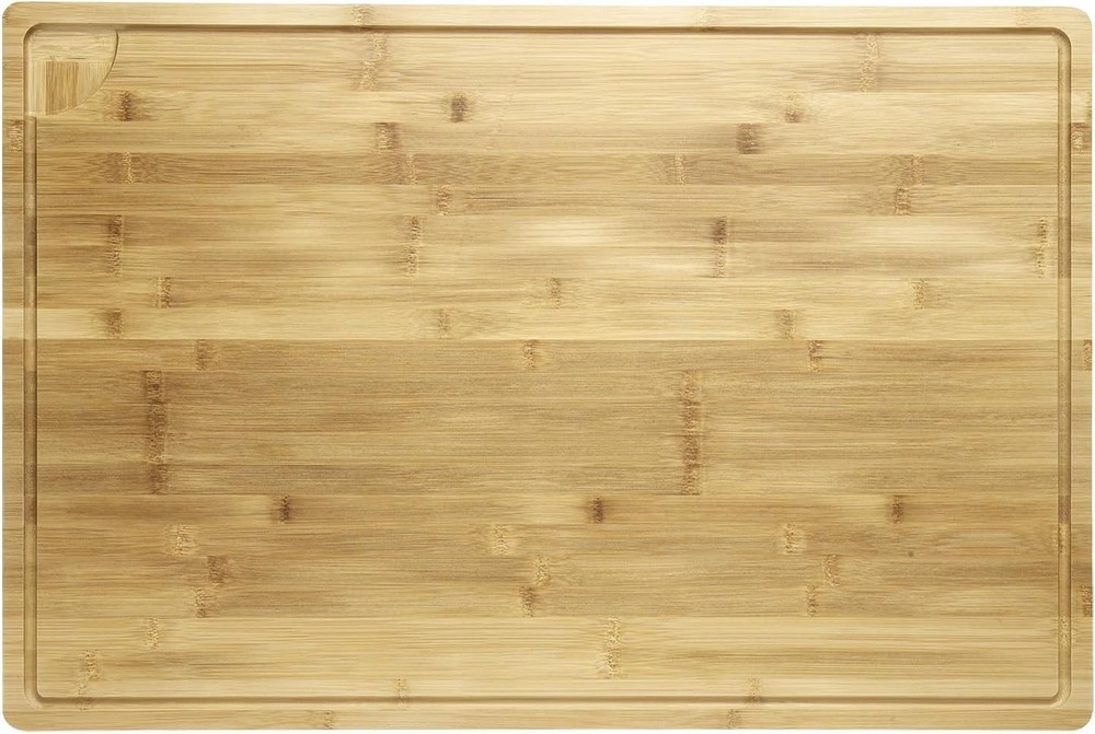 Bamboo Cutting Board with Juice Groove & Built-in Handle, Reversible, Multi-Size