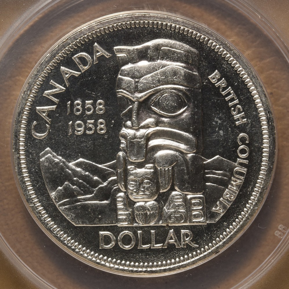 1958 PL Canada Silver Dollar ANACS MS63