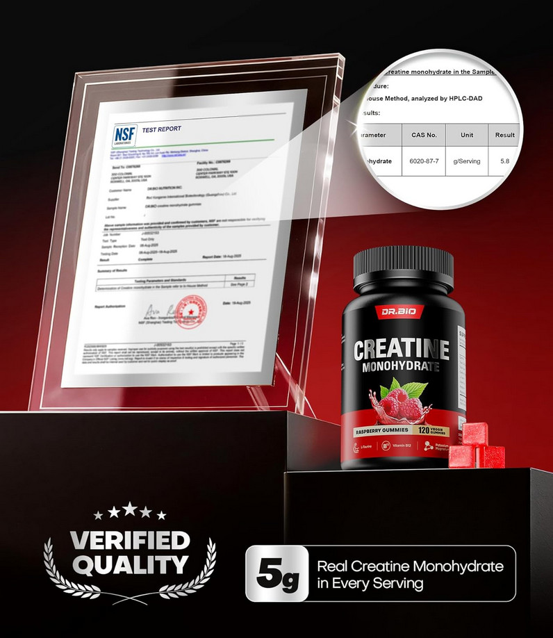 Instant Boost Creatine Monohydrate Gummies, Complex Creatine with Real 5000mg Cr