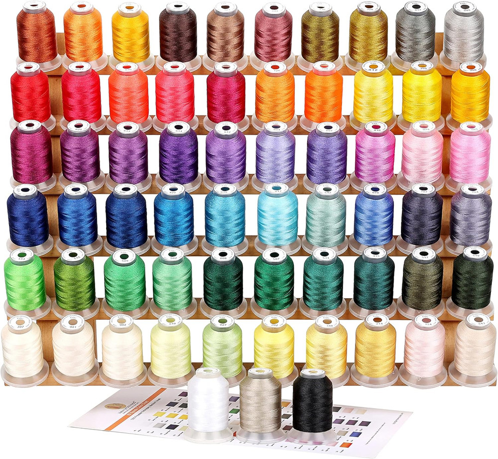 63 Spools Polyester Machine Embroidery Thread Kit 500M Colors Compatible with Br