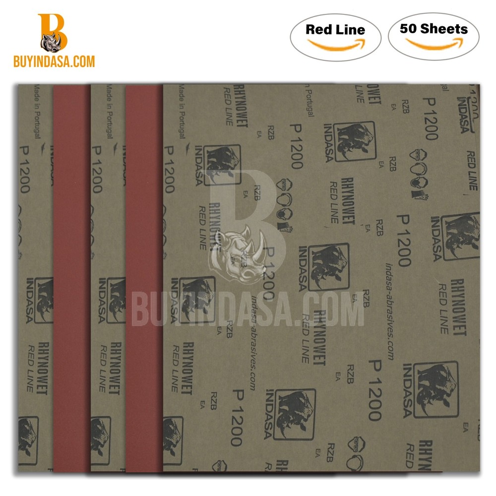 Indasa 50 PCS Full Sheets 9"x11" Wet & Dry Sanding Sheets, 60 - 2500 Range