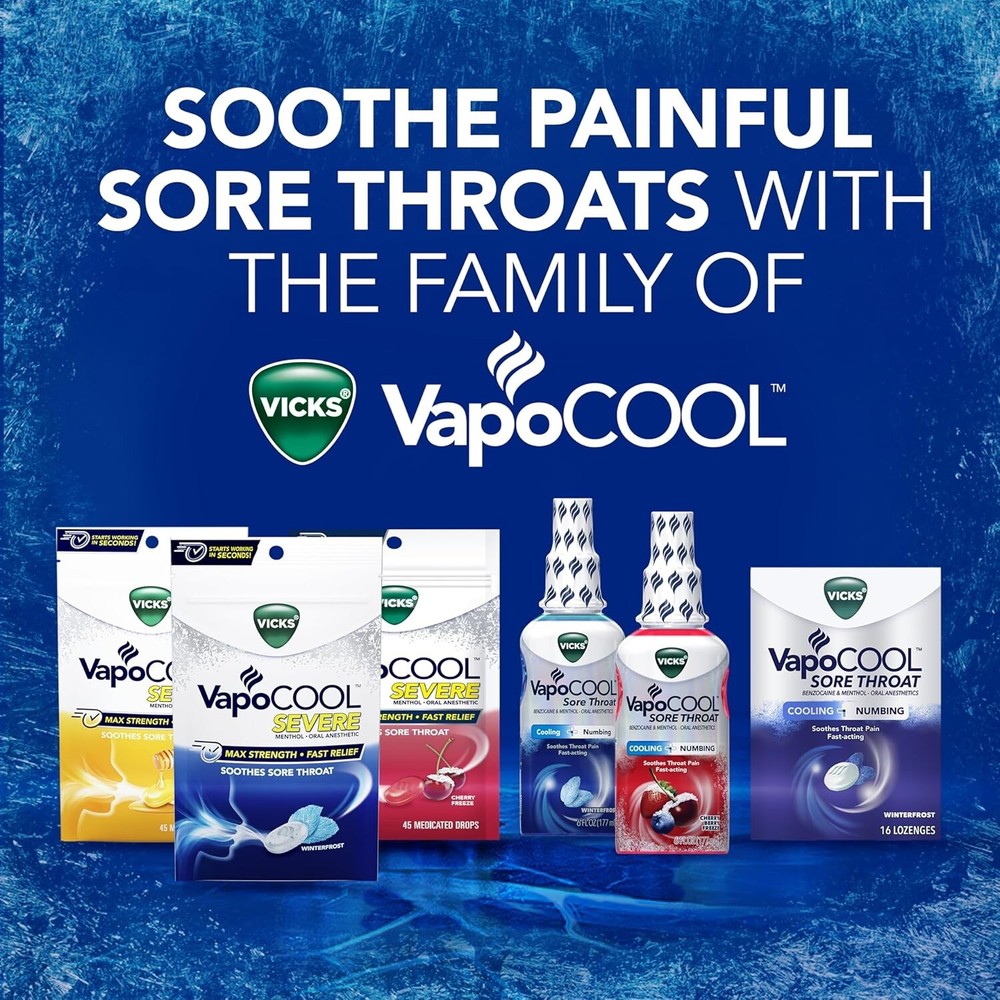 VICK'S VapoCool Severe Max Strength Cherry Cough Drops 45