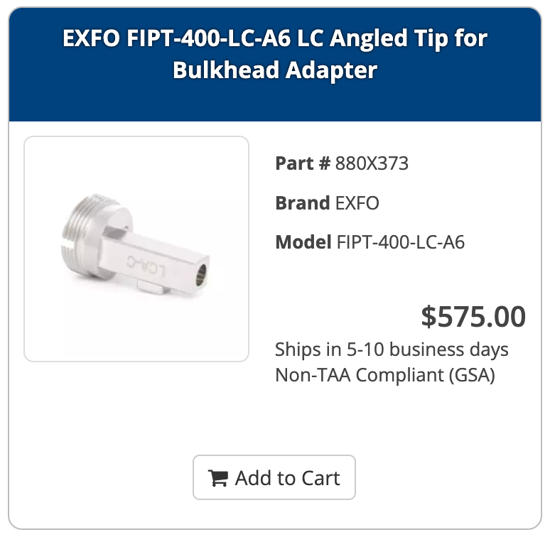 EXFO fiber optics tip for microscope LCA-C Angled Tip For Bulkhead Adapter