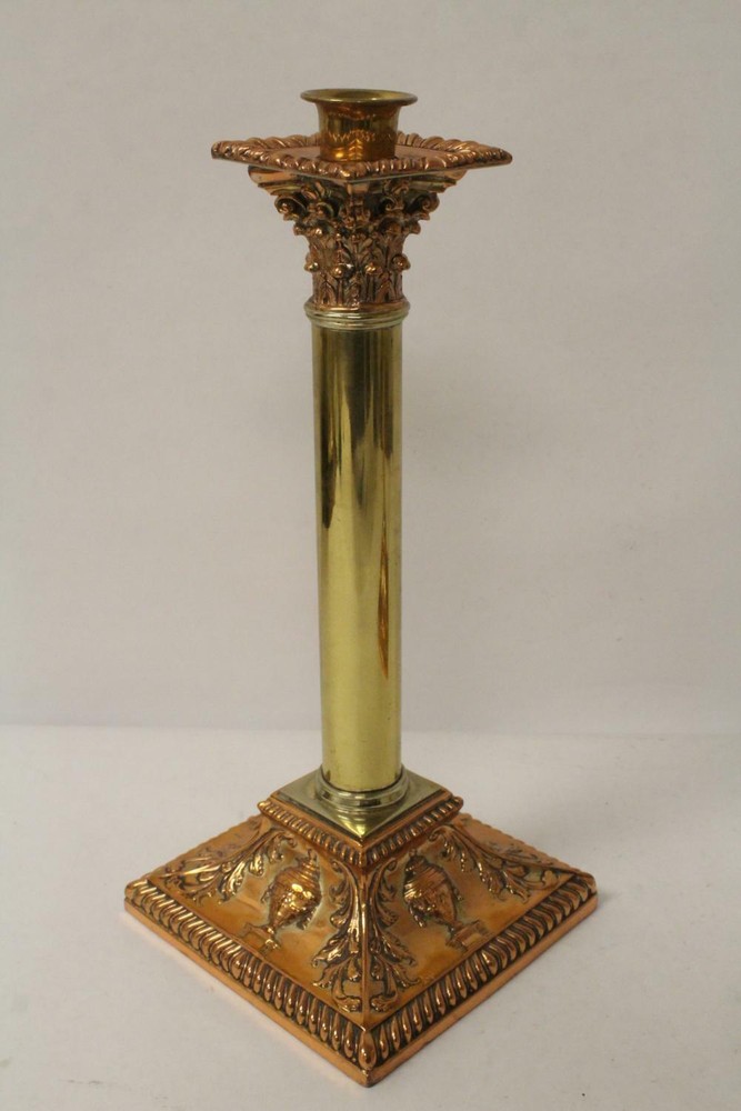 Pr 18th c. Sheffield silver on copper candle holders