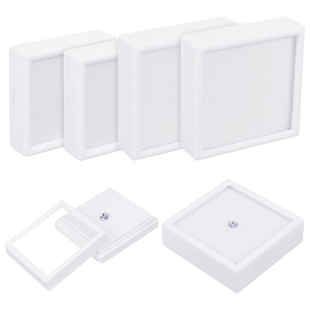 1bag 6pcs 2 styles Square Plastic Loose Storage boxes Display Case with Clear