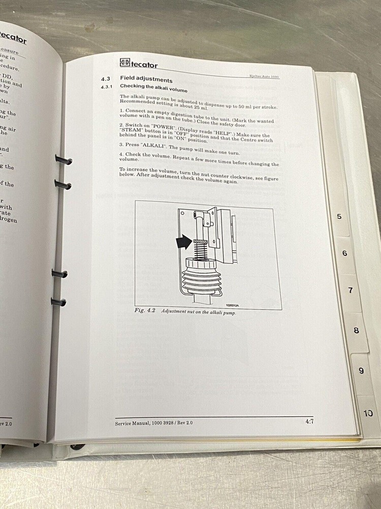 Tecator 1030 Distilling Unit - Users Guide / Instruction Manual / Book