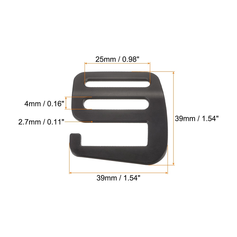 0.98" Webbing Release G Hook Buckle Adjuster for Backpack Strap 2Pcs Matte Black