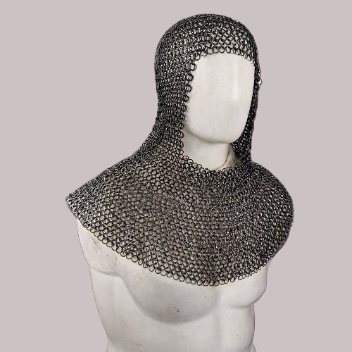 9MM Chainmail Shirt Front Open Half Sleeve Riveted Flat Ring Medieval Armor