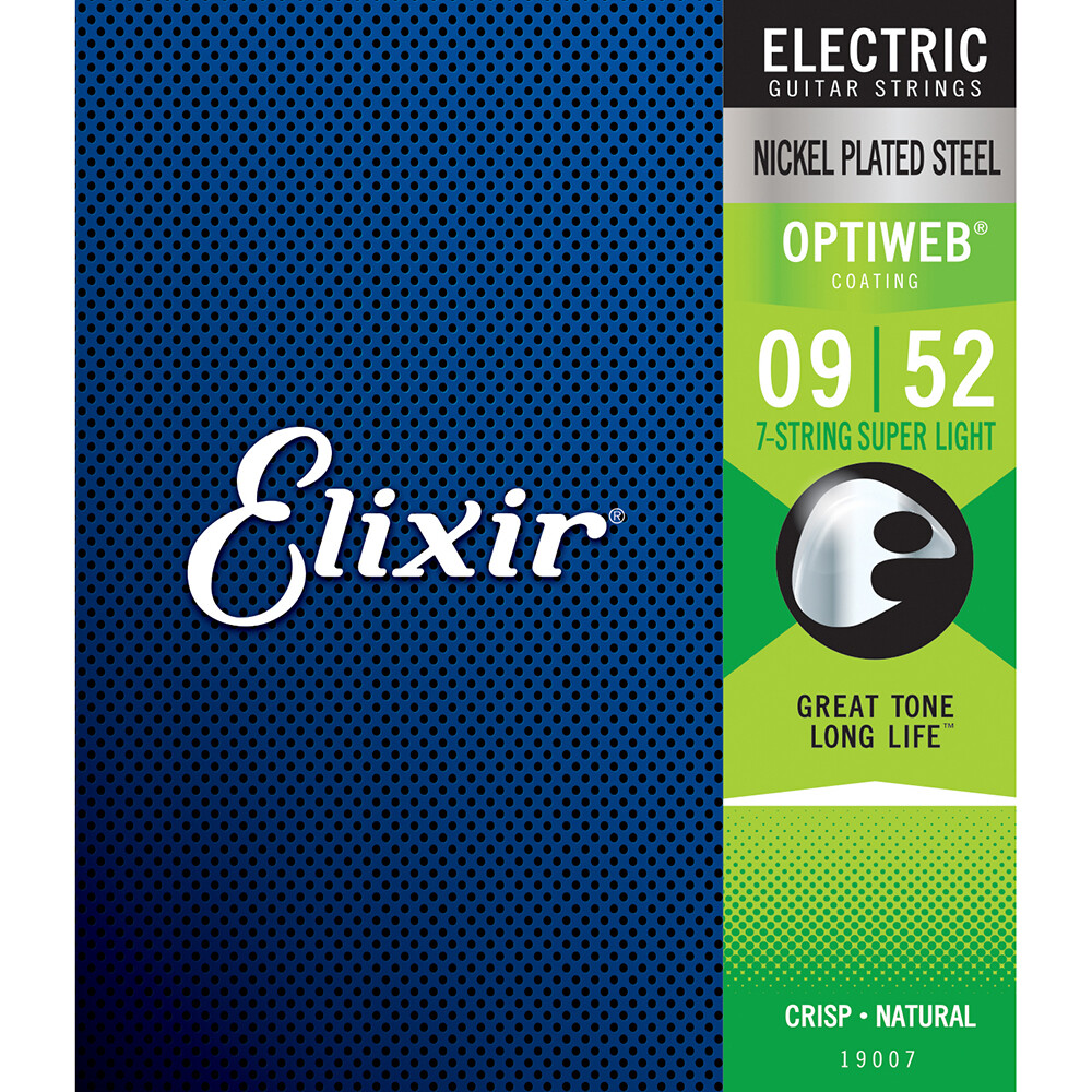 Elixir 19007 Optiweb Coating Electric Guitar Strings 7-String Super Light (9-52)