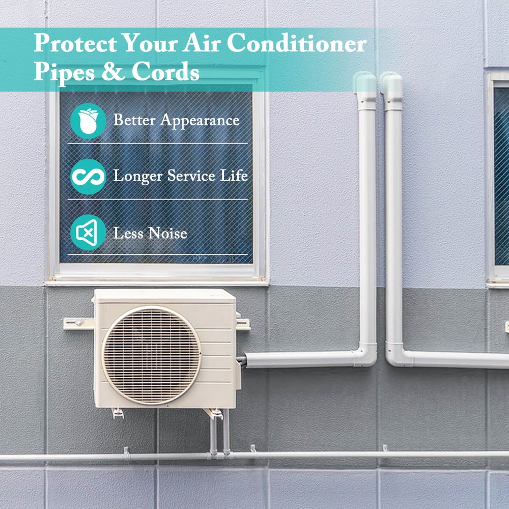 4" PVC Decorative Mini Split Line Set Cover w/ Flexible Duct & Straight Duct