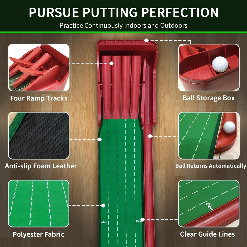 Best Golf Putting Mat with Fun 4 Flips for Uphill Function Challenge Game Green