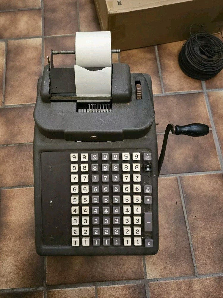Burroughs Adding Machine Hand Crank With Cover Vintage