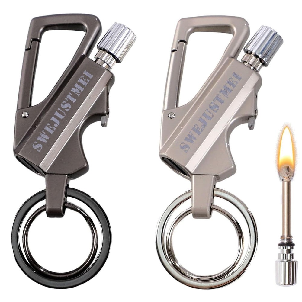 2Pcs Permanent Match Infinity Lighter with Multitool Keychain Bottle Opener, ...