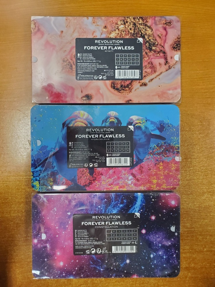 3 Pack: Revolution Eyeshadow Forever Flawless Eyeshadow Palettes *ASSORTED* E17A