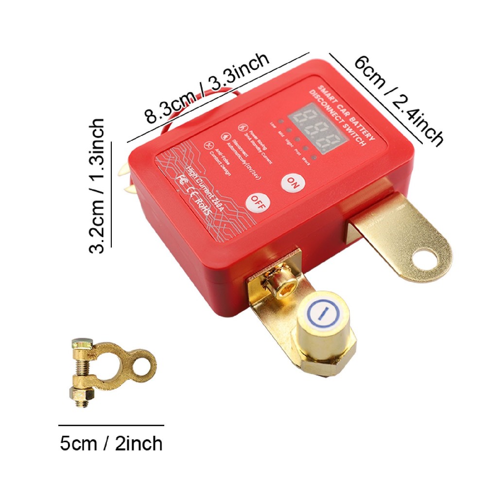 Remote Battery Disconnect Switch 12V/24V 240A Kill Switch LED Voltmeter Display～