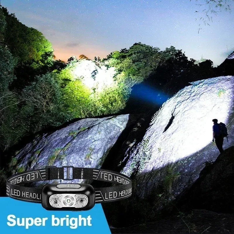 LED Headlamp USB Rechargeable Headlight Flashlight for Camping Running