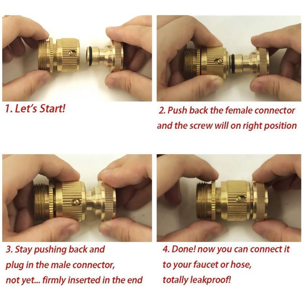 4 Pair Quick Connector About 25mm 3/4" GHT Thread Hose AdapterAssembly