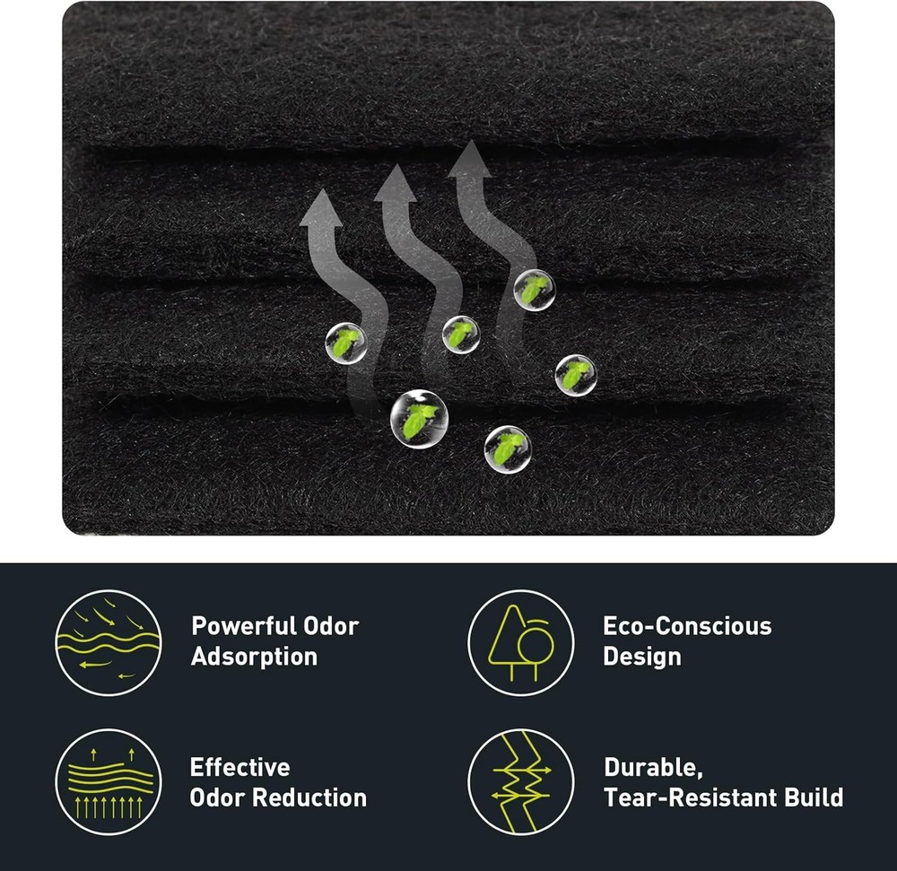 EKO Trash Can Odor Filter Refills for and Refill Pack, Black