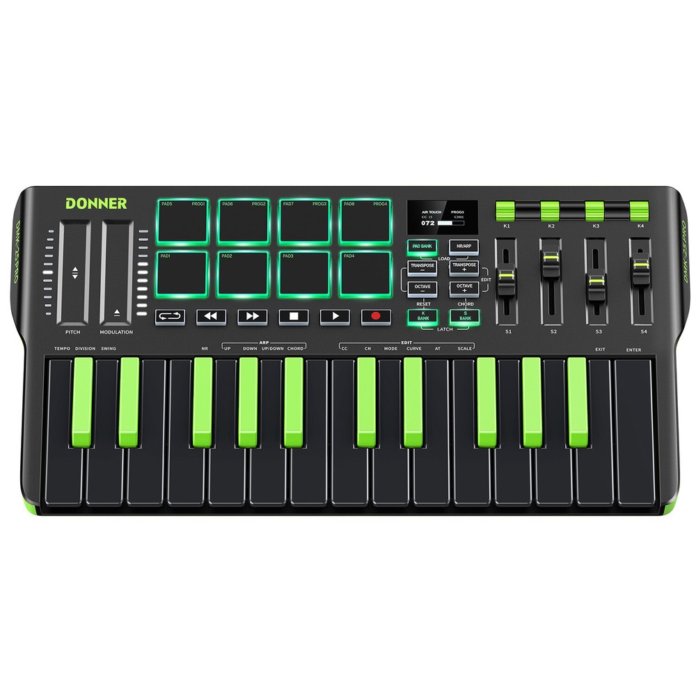 🎹 Donner DMK-25 Pro MIDI Keyboard Controller +Music Production Software | Green