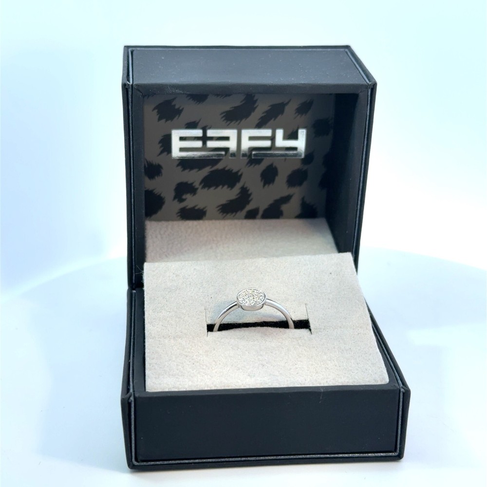 NIB EFFY sterling silver circle diamond ring size 7 $338 retail