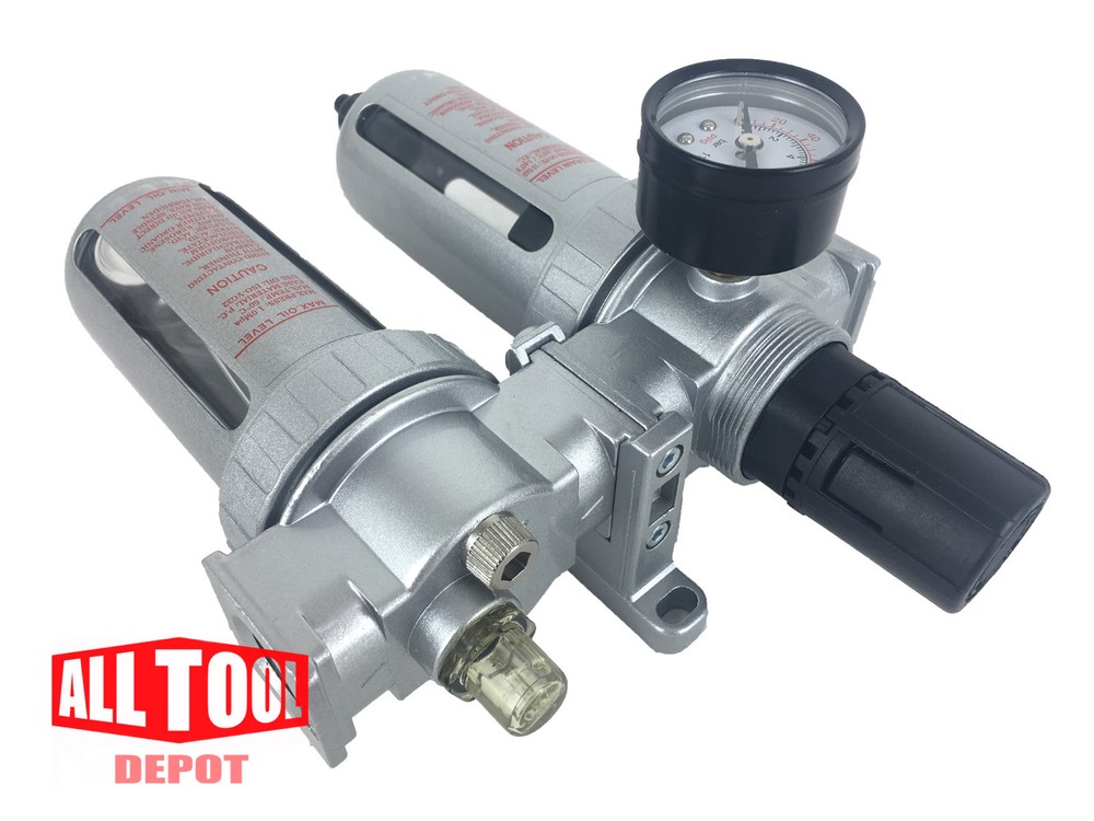 1/4" Mid Flow Air Moisture Filter Regulator Oiler Separator Lubricator Combo