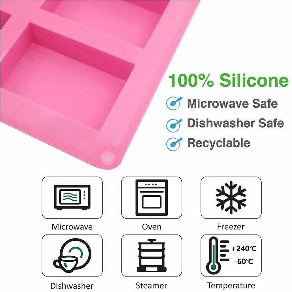 6 Cavity Rectangle Silicone Soap Making Molds DIY Mold Cake Bakeware Mould Tool