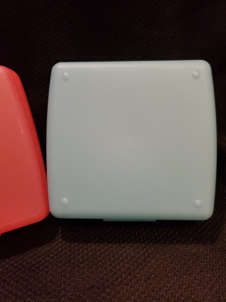 Tupperware Sandwich Keeper Container Hinged 1 Pink and 1 Blue Square