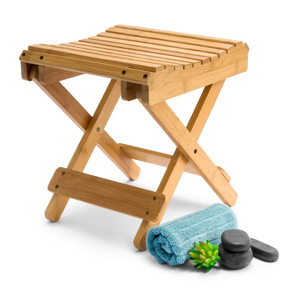 Bamboo Folding Step Stool Bench Natural