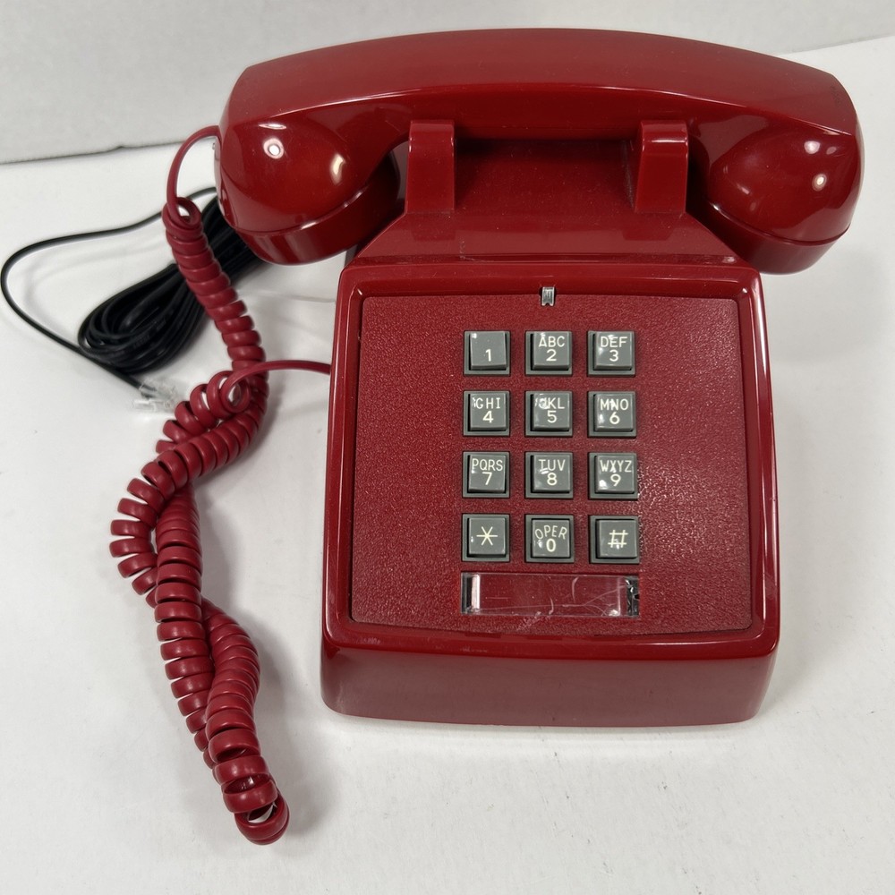 Cortelco Red Touch Tone Amplified Phone 250047-VBA-20MC Assembled USA *Untested*