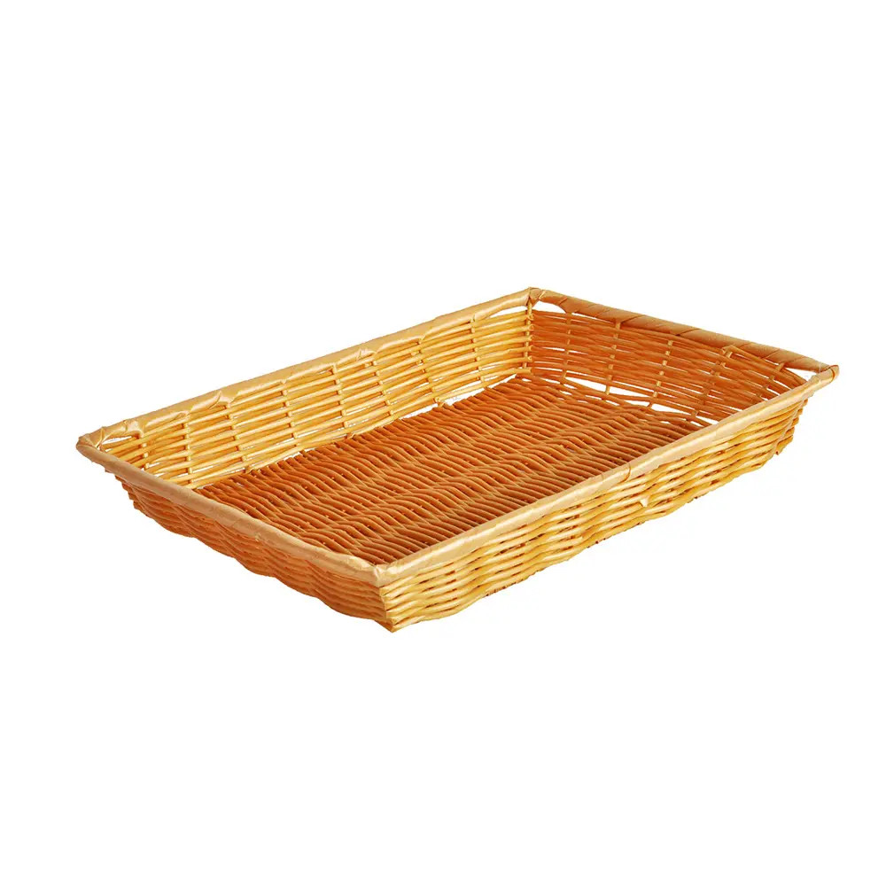 Thunder Group 14" x 10" x 2" Natural Tan Polyproylene Rectangular Basket
