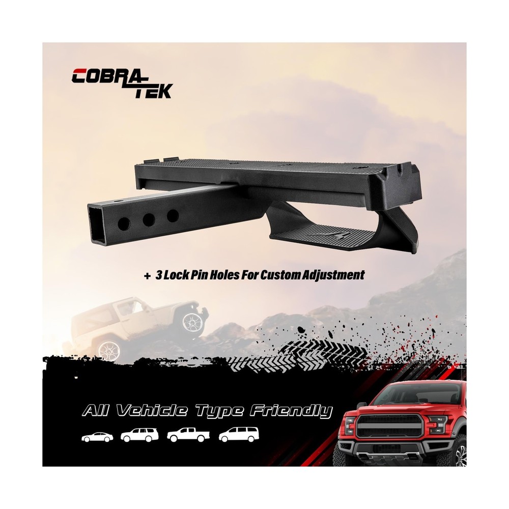 Bully Black 2" Class III 2 Stage Hitch Receiver Bumper Step Black Poweder Coa...