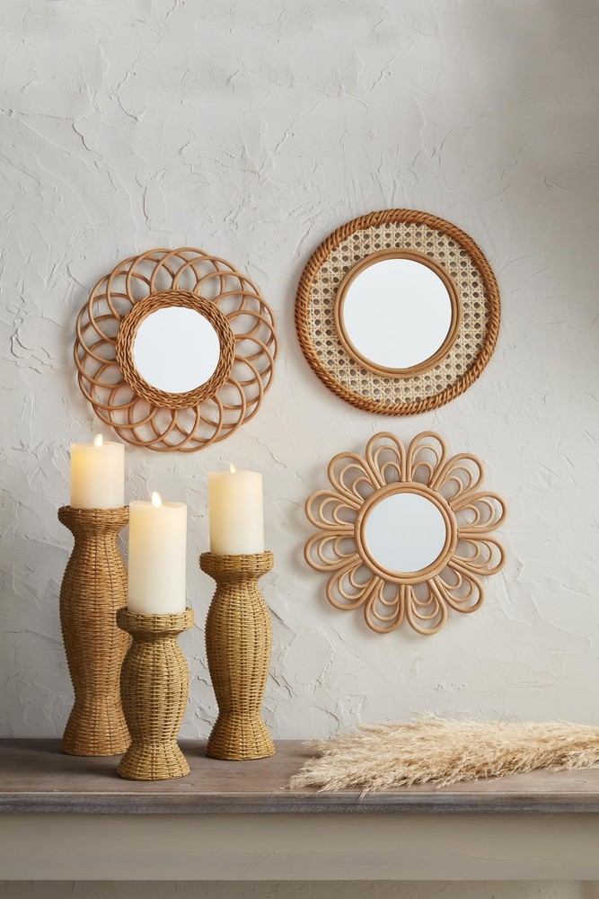 Mud Pie Loop Woven Mirror; 12" Dia