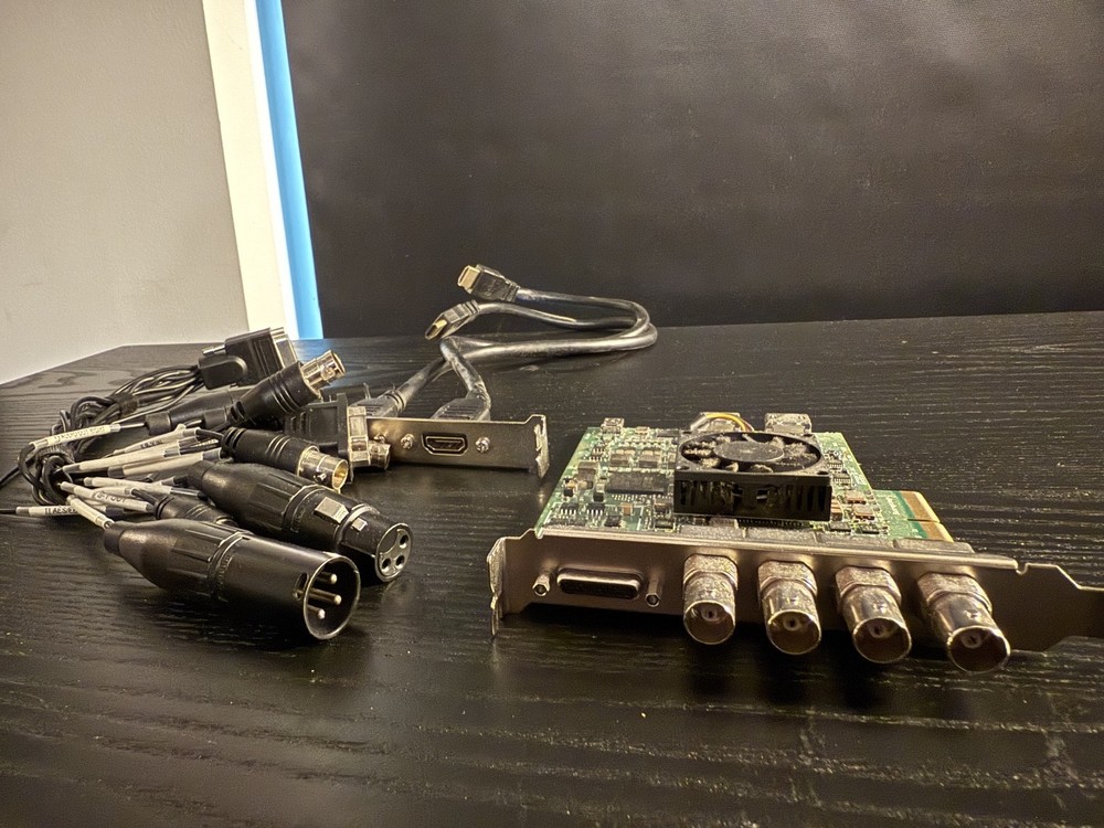 Blackmagic Design DeckLink Studio 4K with HDMI riser and analog breakout cable