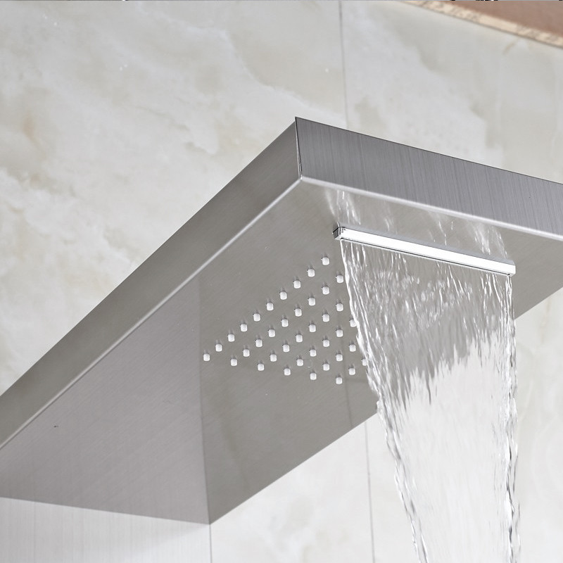 Bathroom Multi Function Shower Panel with Handshower Spary Wall Mount Tap Nickel