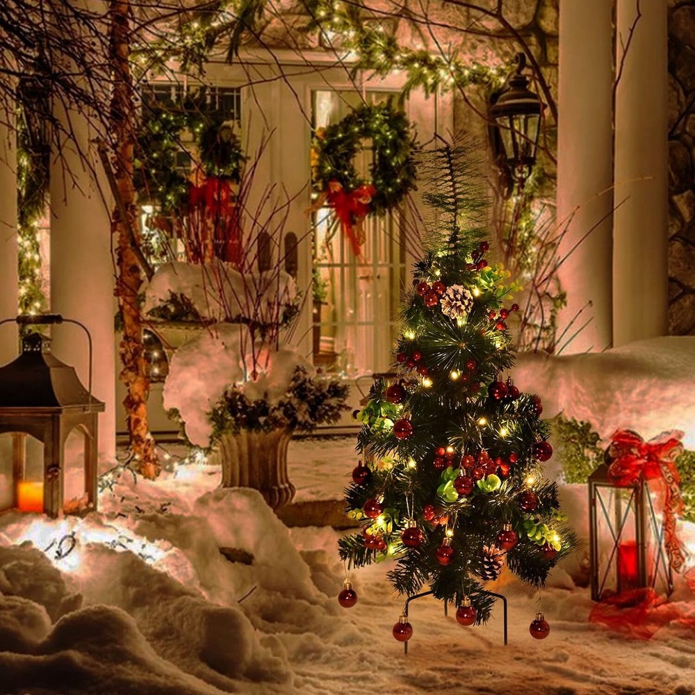 2 Pack 30'' Pre-Lit Christmas Tree Artificial LED Lights Xmas Pathway Home Decor