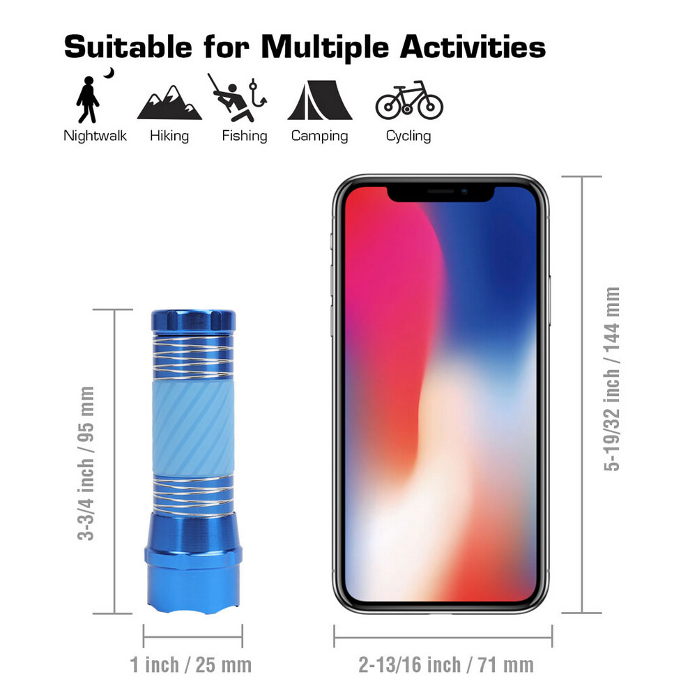 4-Pack Mini LED Flashlight Aluminum 9 LED Super Bright Torch Zoomable Flashlight