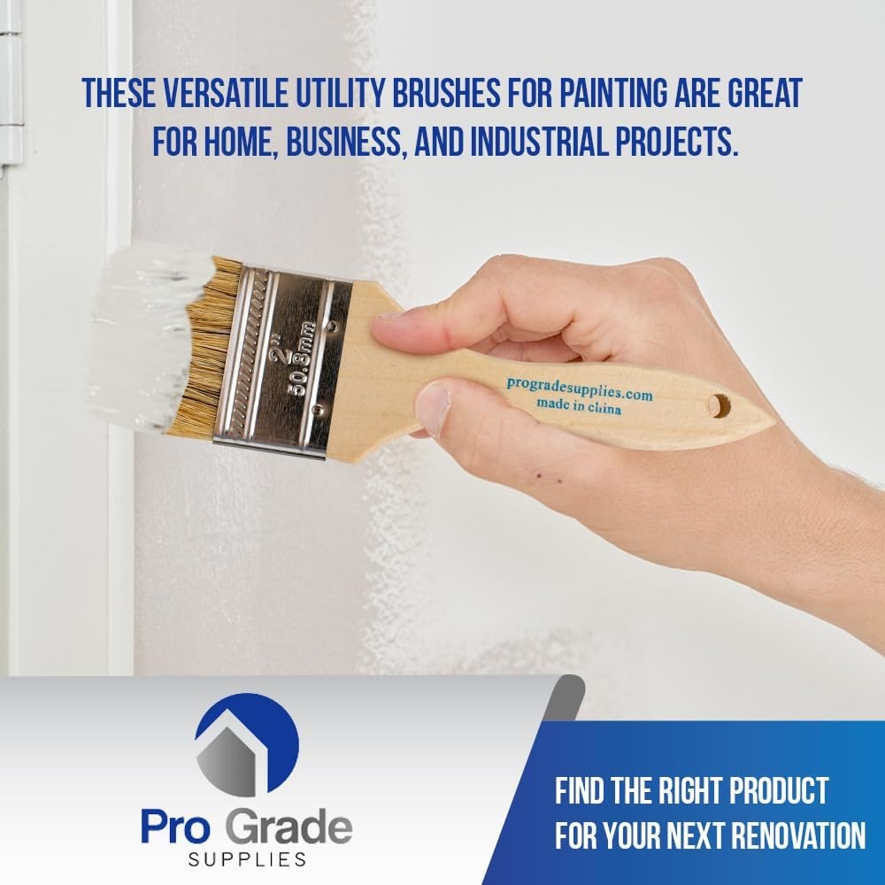 Pro Grade - Chip Paint Brushes - 36-Pack - 2 Inch 2 Inch, Light Brown