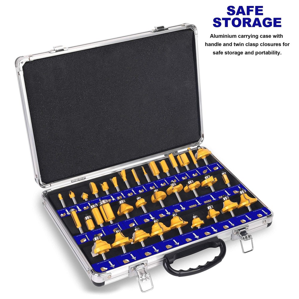 Platinumedge Router Bits Set, Tungsten Carbide Router Bits Set 1/4 Shank,