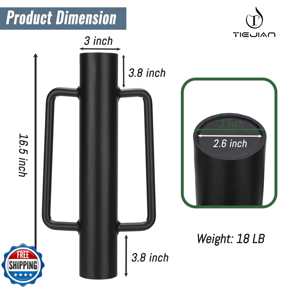Fence Post Driver T Post Pounder with Handle 18 LB, Heavy Duty Hand Post Ramm