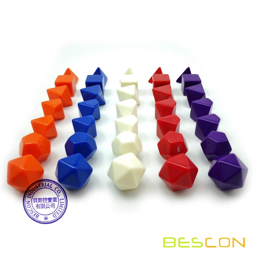 Bescon Blank Polyhedral RPG Dice 35pcs Assorted Colors Set, Solid Colors in C...