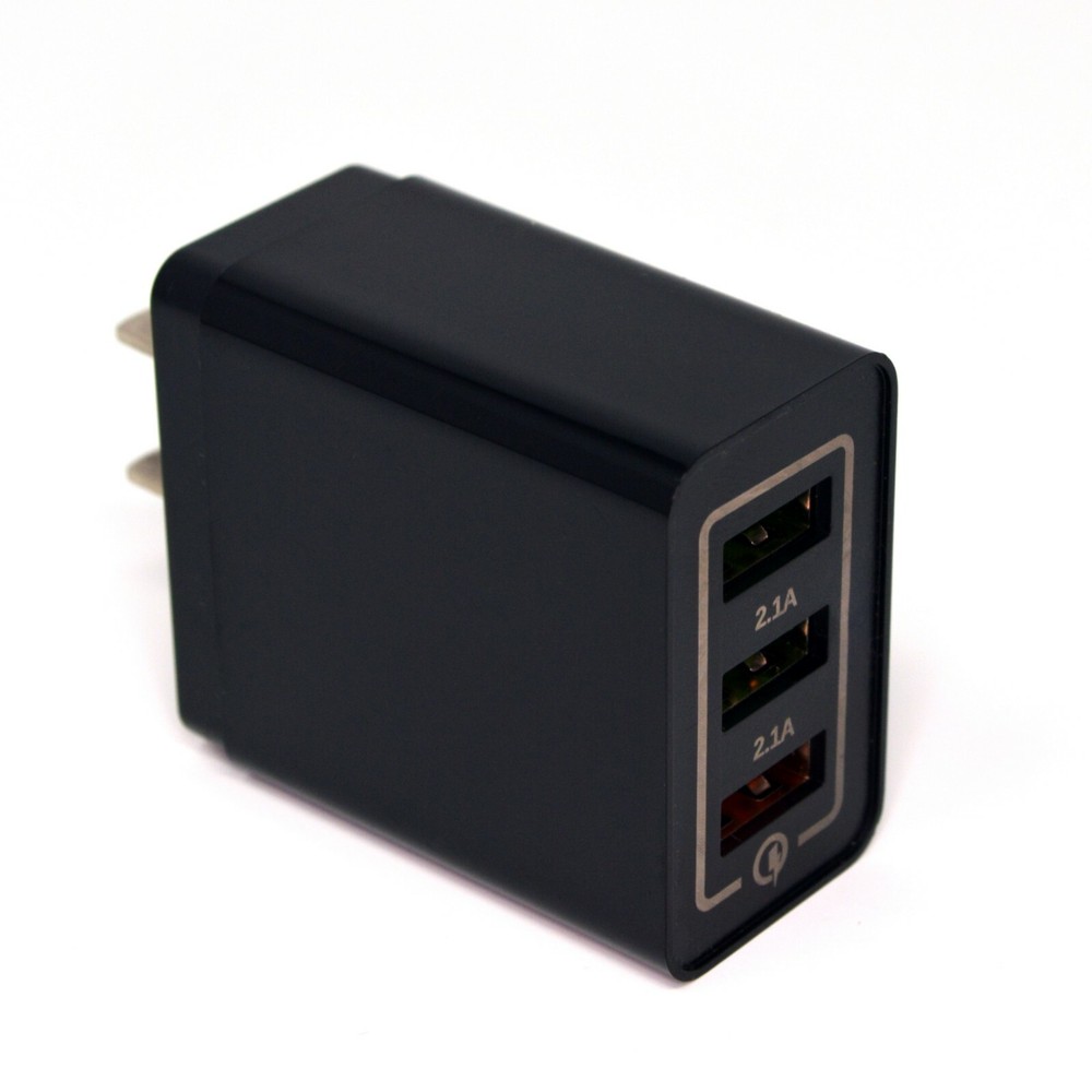 USB Wall Charger Plug AC Power Adapter for Samsung Android and iPhone (BLACK)