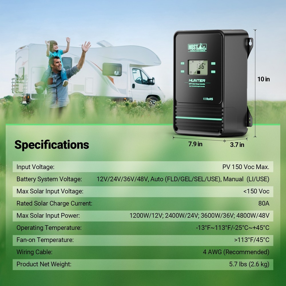 HQST 80A MPPT Solar Charge Controller with Smart APP Control
