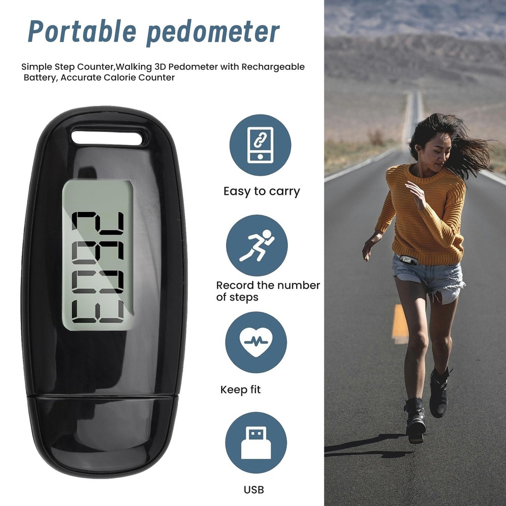 Simple Step Counter,Walking 3D Pedometer with Rechargeable Battery,1237
