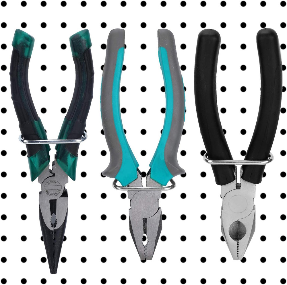 16 Pieces Pegboard Plier Holders, Stainless Steel Double Loop Pegboard Hooks Acc