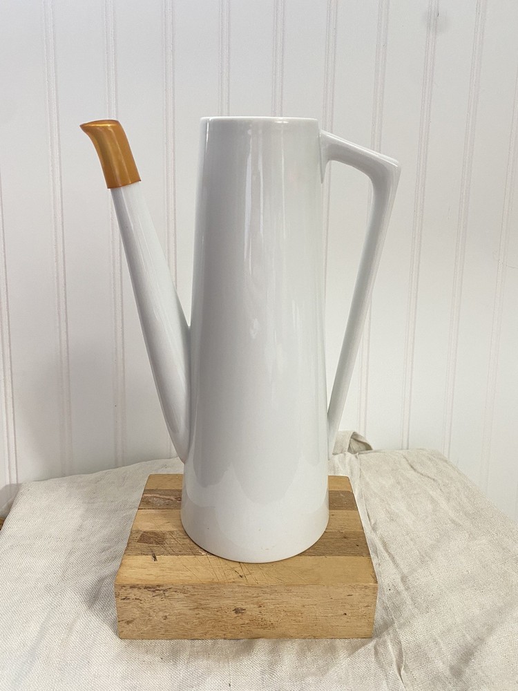 Mid Century Modern White Ceramic Coffee Pot Without Lid