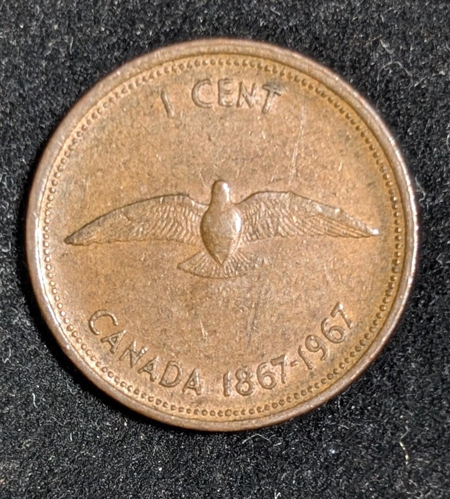 1967 Canada 1 Cent Circulated KM# 65 Brown