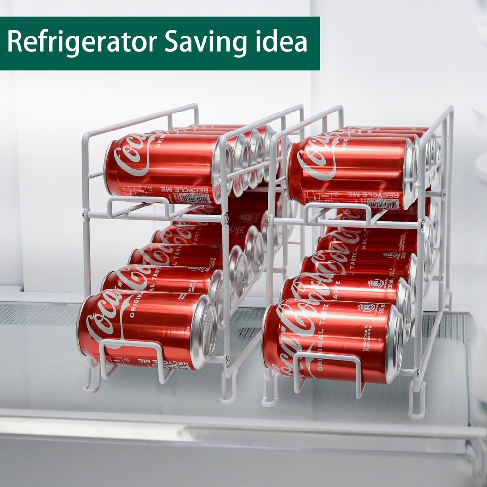 Soda Can Rack Organizer For Pantry Stackable 2 Pack Metal Rustproof Can Dispense