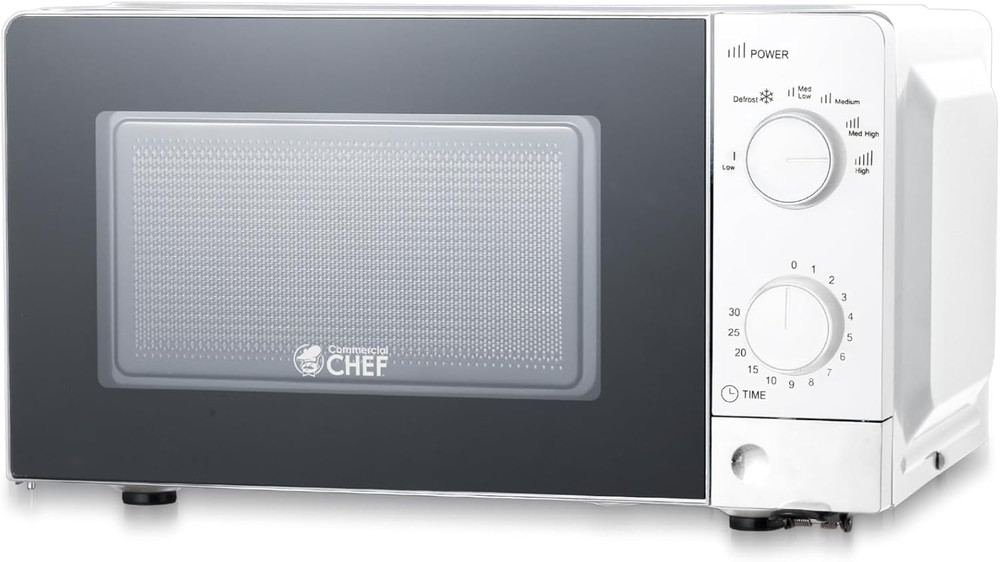 Commercial Chef 0.6 Cu. Ft. Countertop Microwave Oven, Mechanical Dial Controls,